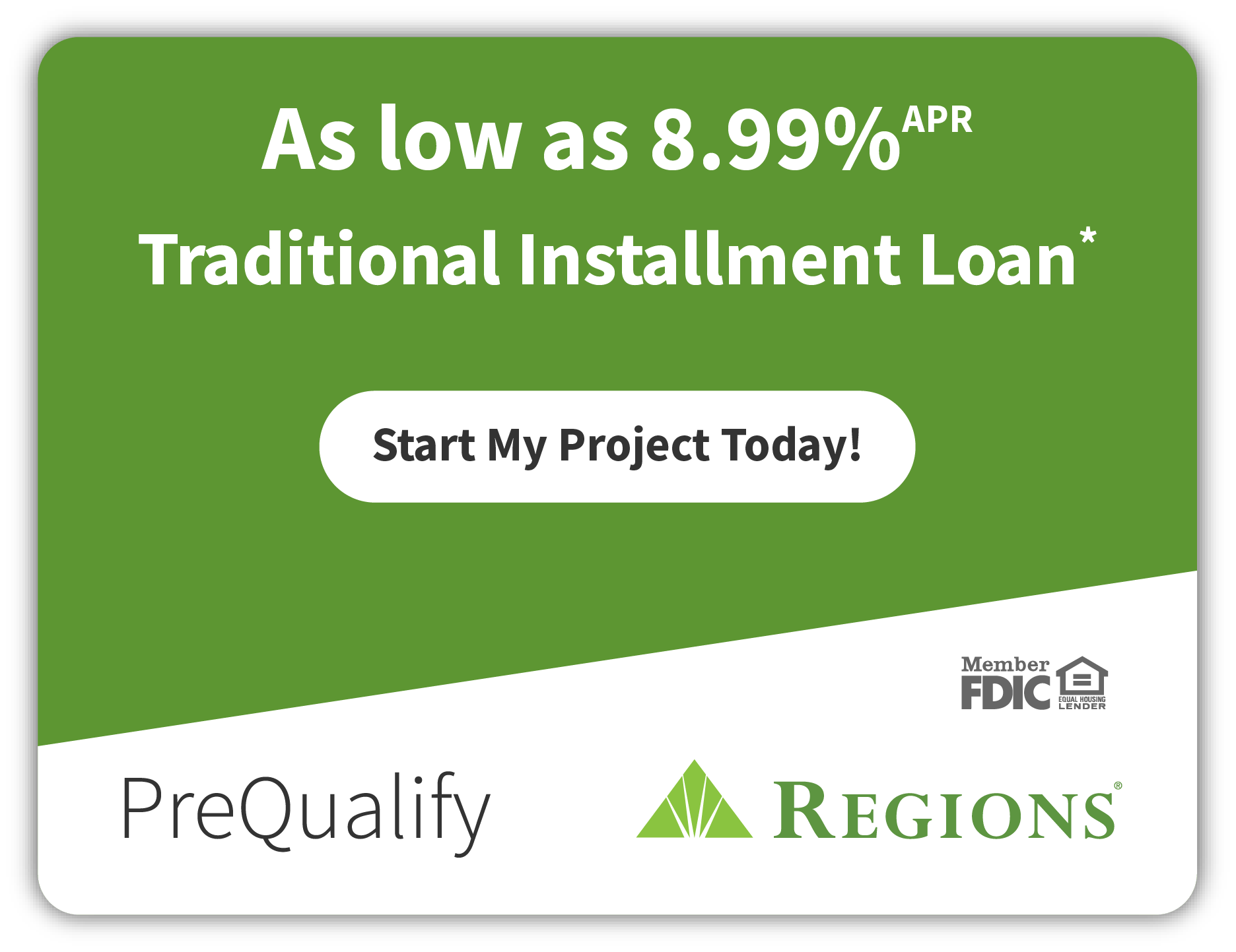 A blue and green advertisement for a traditional installment loan