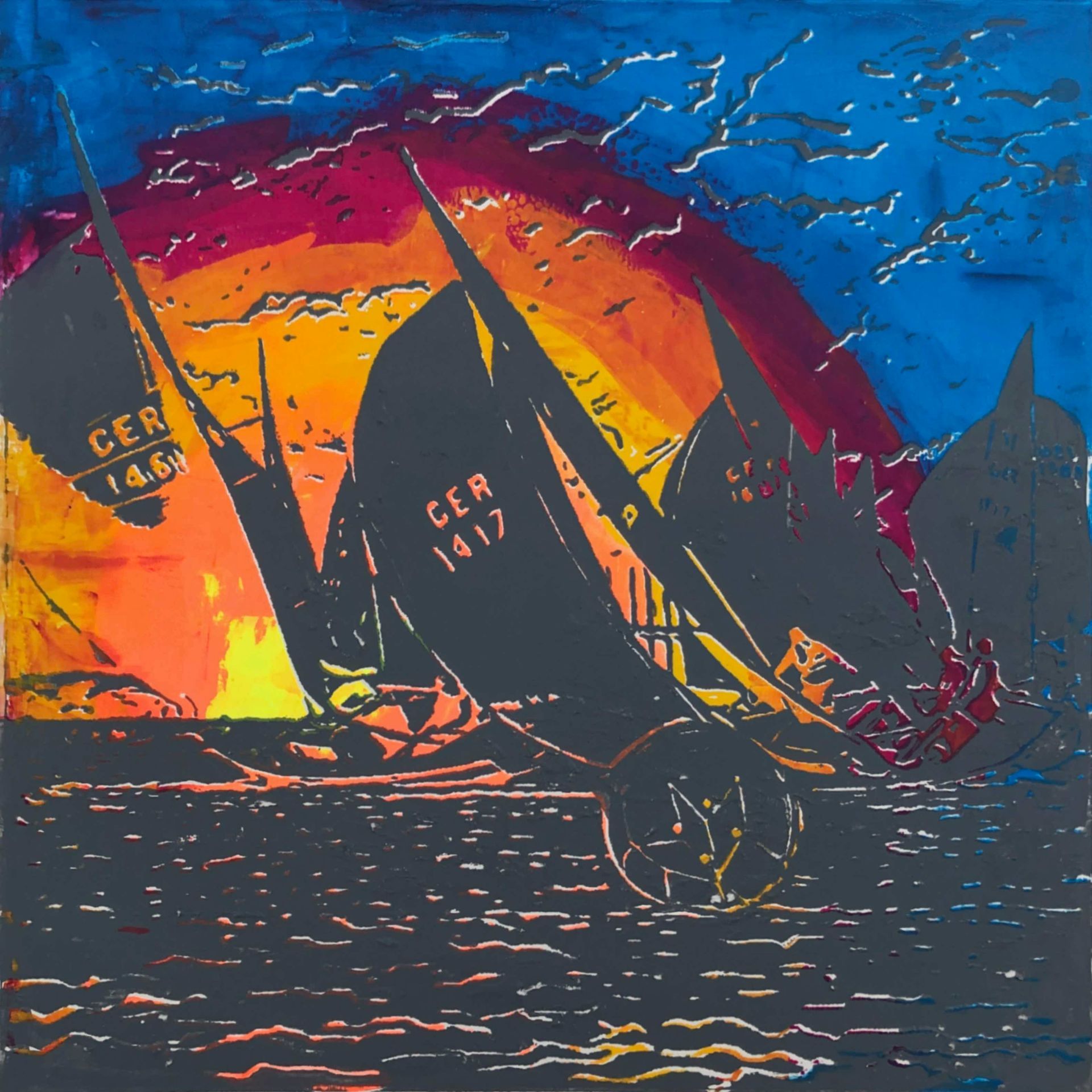 Ölgemälde Natur Wind Luft Sonne Wasser Wellen Licht Bewegung Segeln moderne Kunst Elisergo Instagram