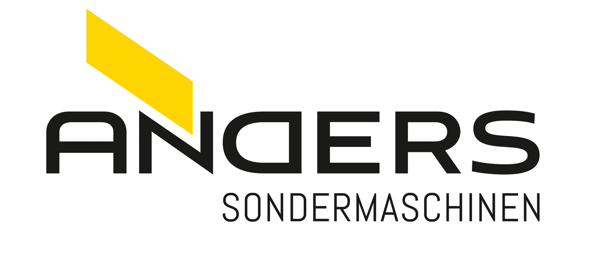 Logo für Anders Sondermaschinen, bestehend aus dem schwarzen Schriftzug „ANDERS“ mit einem diagonalen Balken über dem „G“.