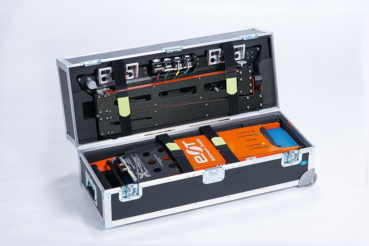 A black case with a bunch of electronics inside of it.