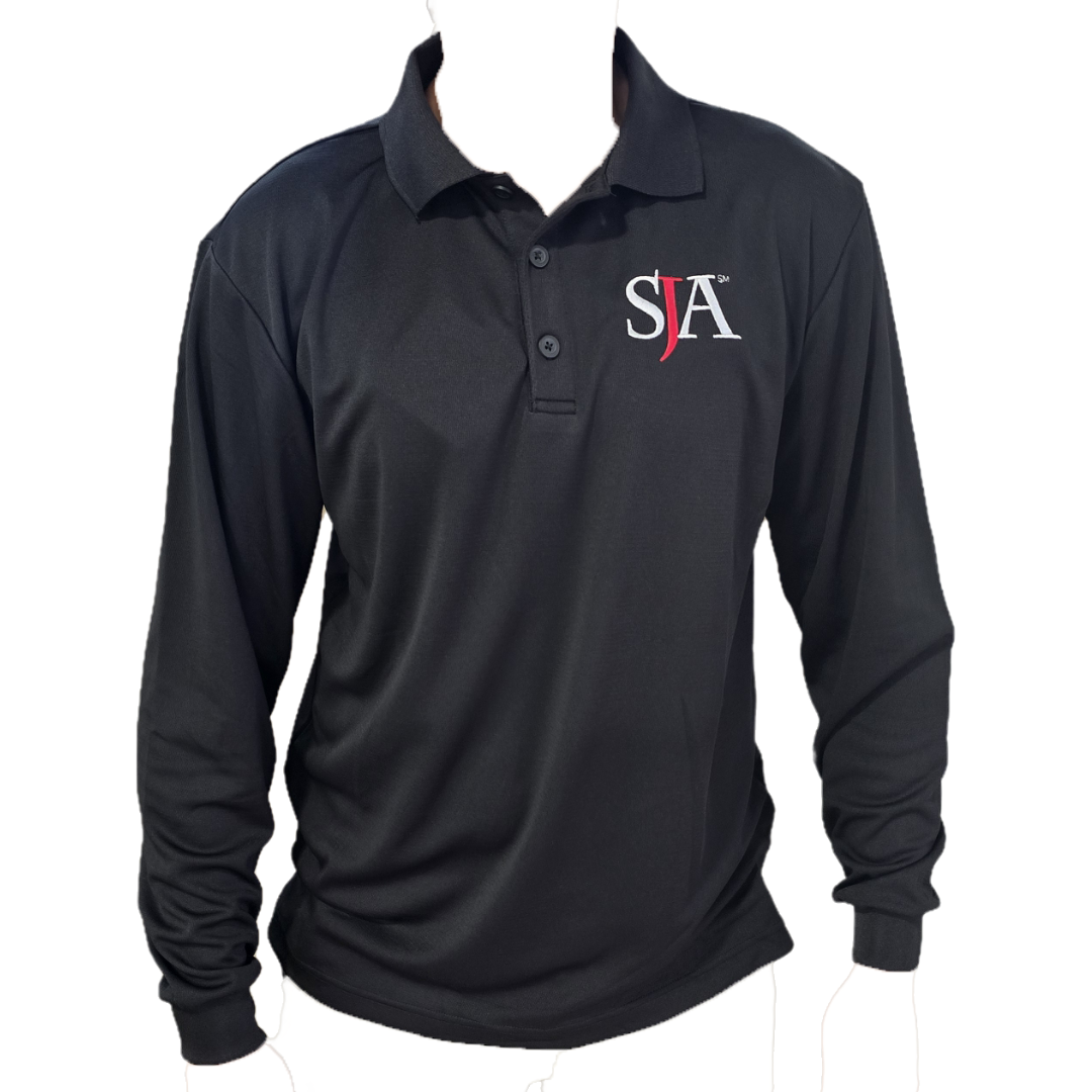 Men's Polo Pullover Long Sleeve (Black) Uniform Approved