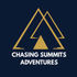 Gold mountain logo and text “Chasing Summits Adventures” on a navy background
