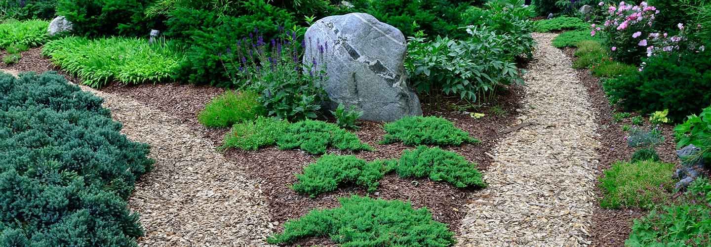 new landscape area with fresh mulch