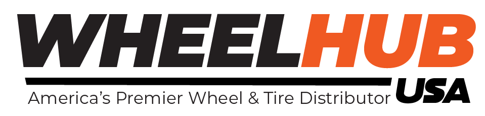 A logo for WheelHub USA - America 's premier wheel & tire distributor