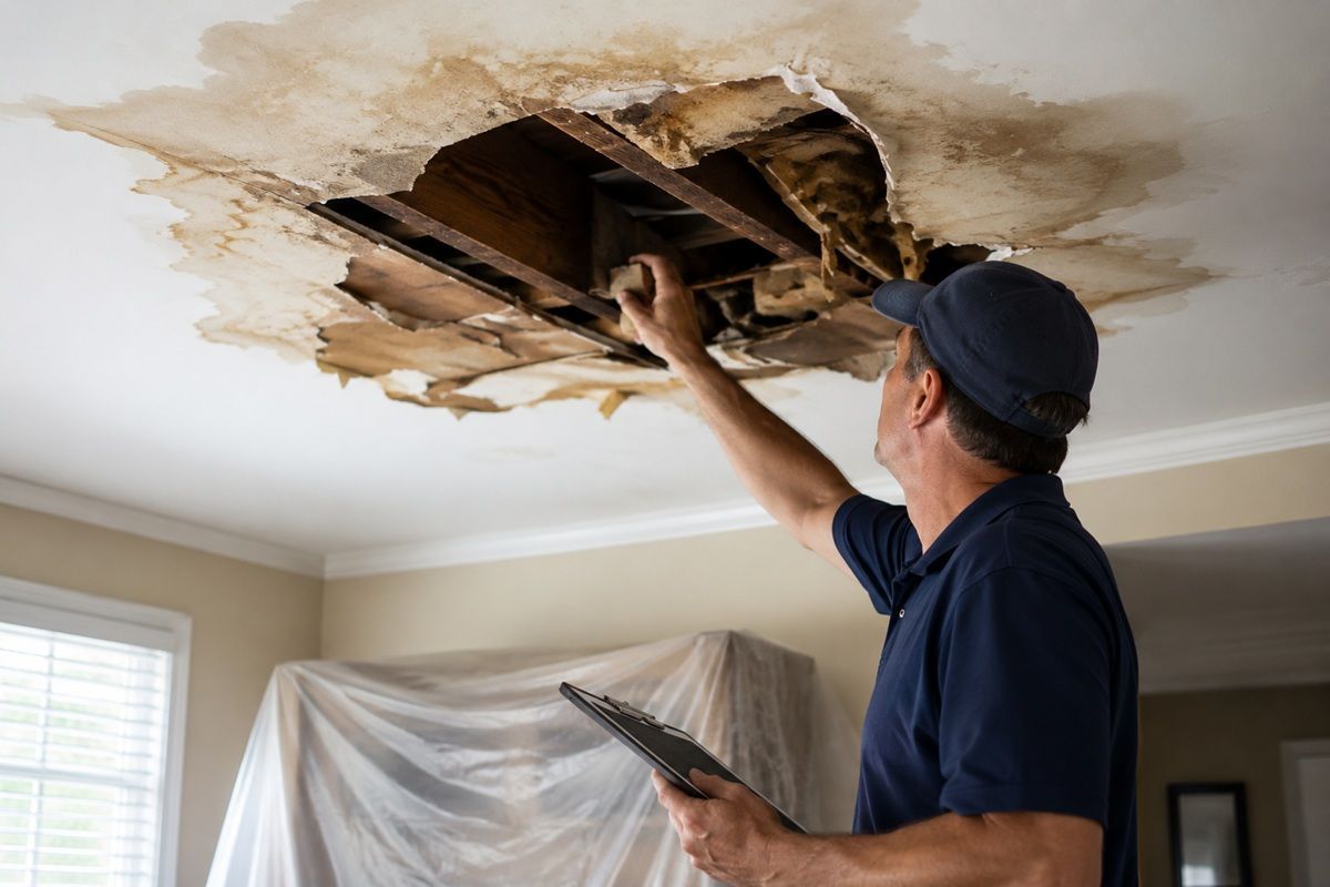 Moisture-damaged drywall showing early signs of mold in Tulare, CA
