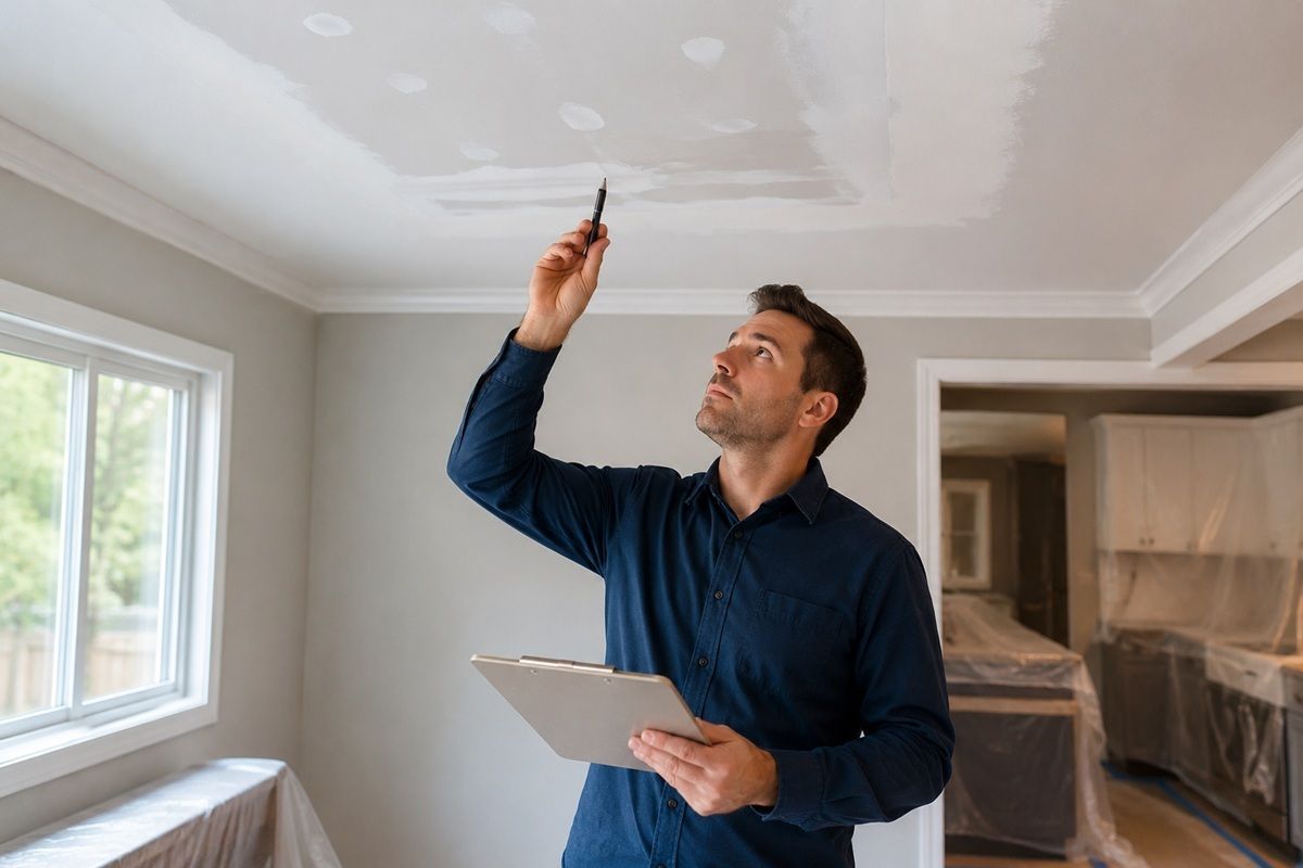 Quality control inspection after drywall repair in Tulare