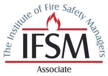 Logo for The Institute of Fire Safety Managers (IFSM). Black letters IFSM with a flame icon.