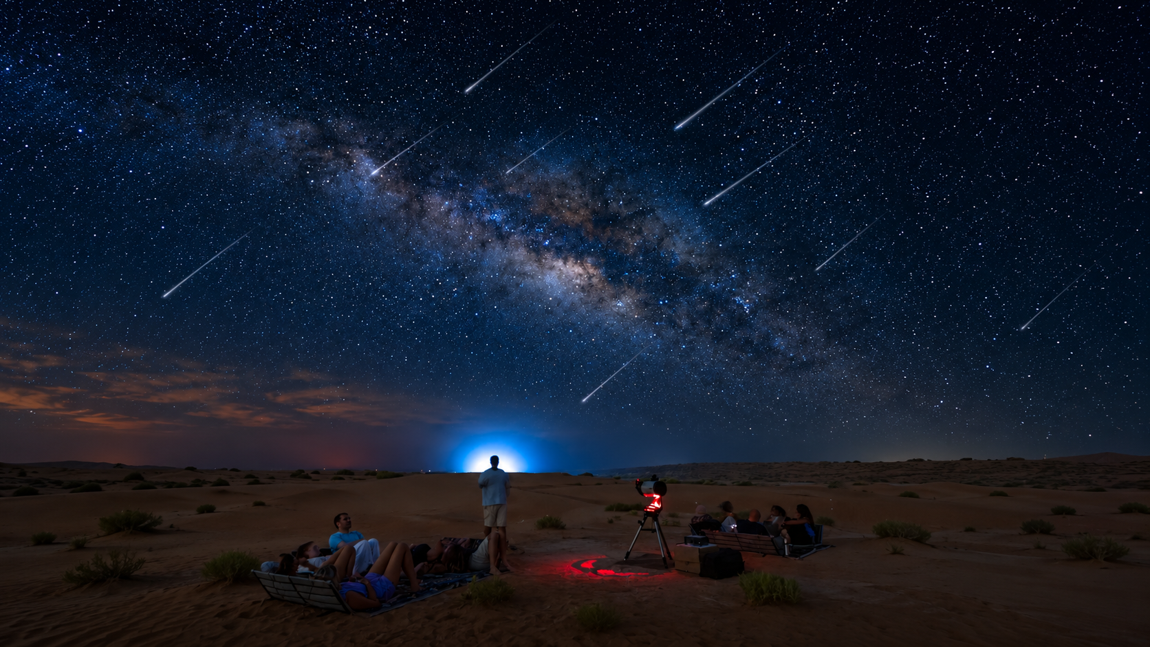 Staying overnight to spot meteors and camping with arabian wanderers in al quaa abu dhabi