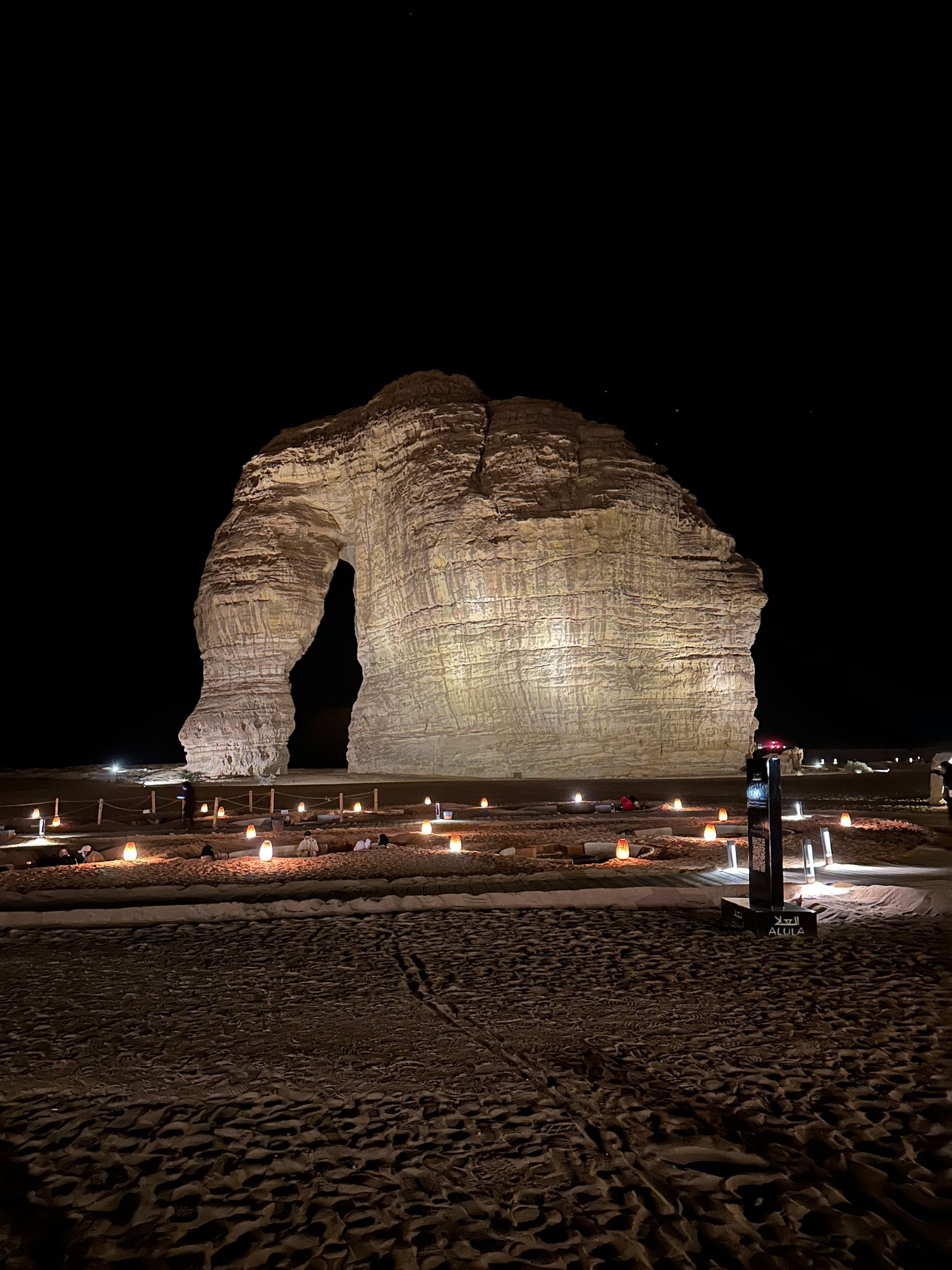 Elephant Rock at Night in AlUla.