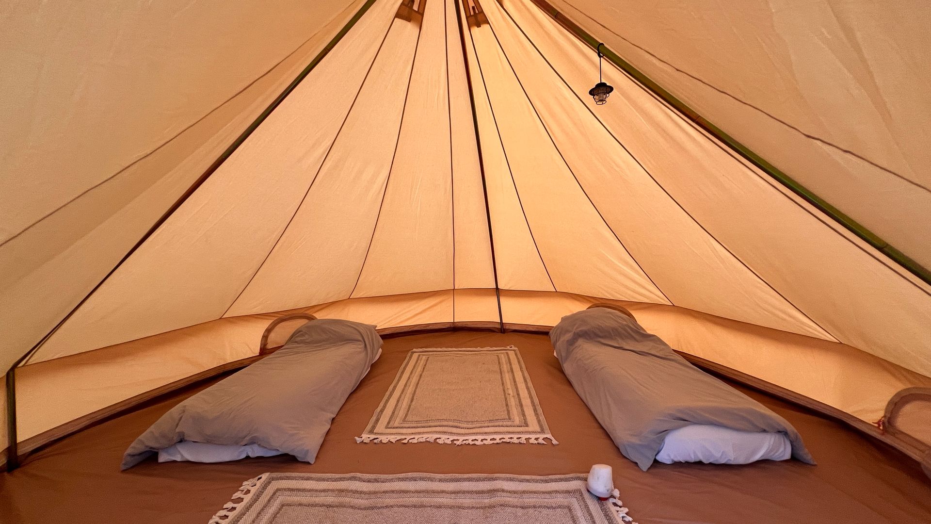 Up to four people can share the glamping tent in al quaa trip with arabian wanderers