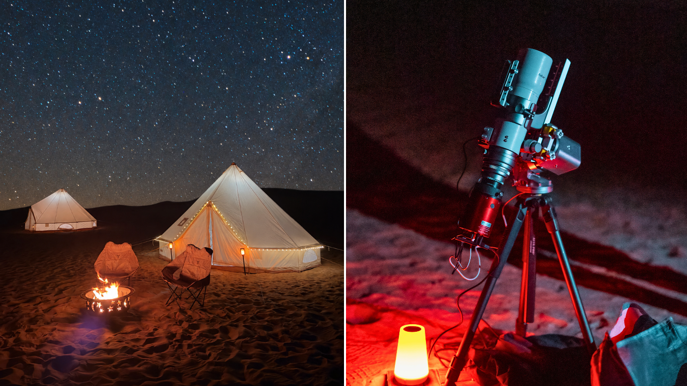 Stargazing night, camping and glamping and a telescopic astronomy session in al quaa abu dhabi