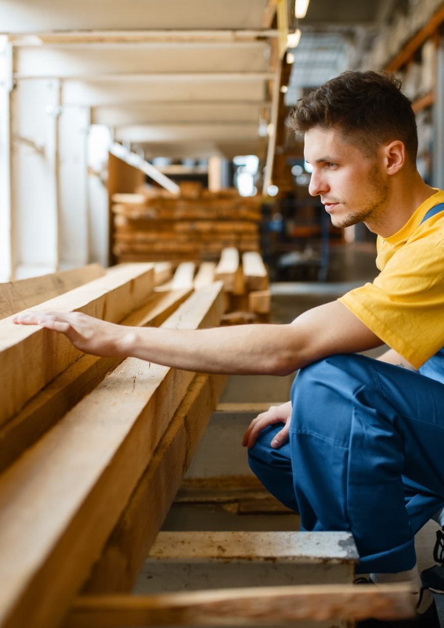 a builder choosing repair material