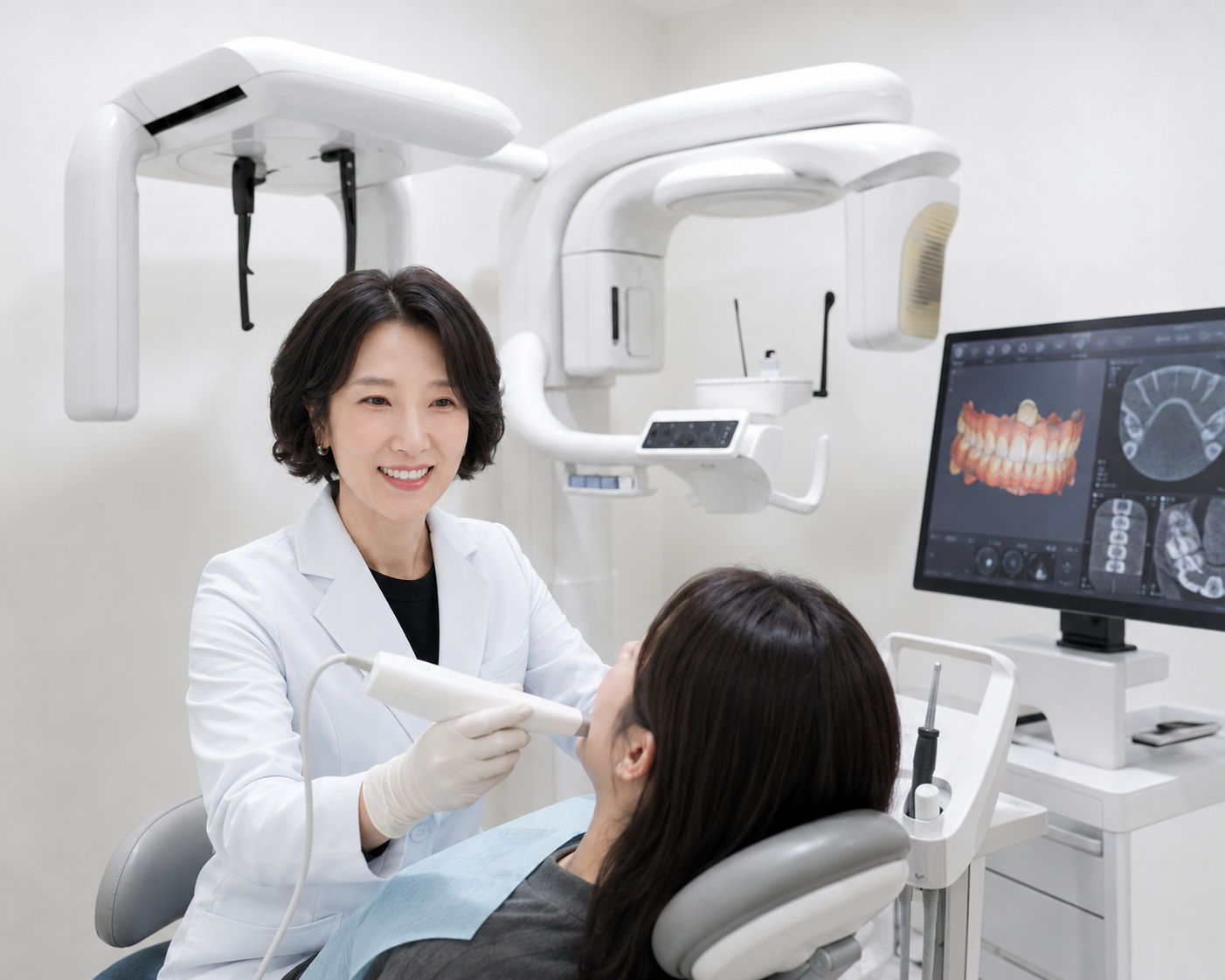 3D intraoral scan and CT examination at the clinic