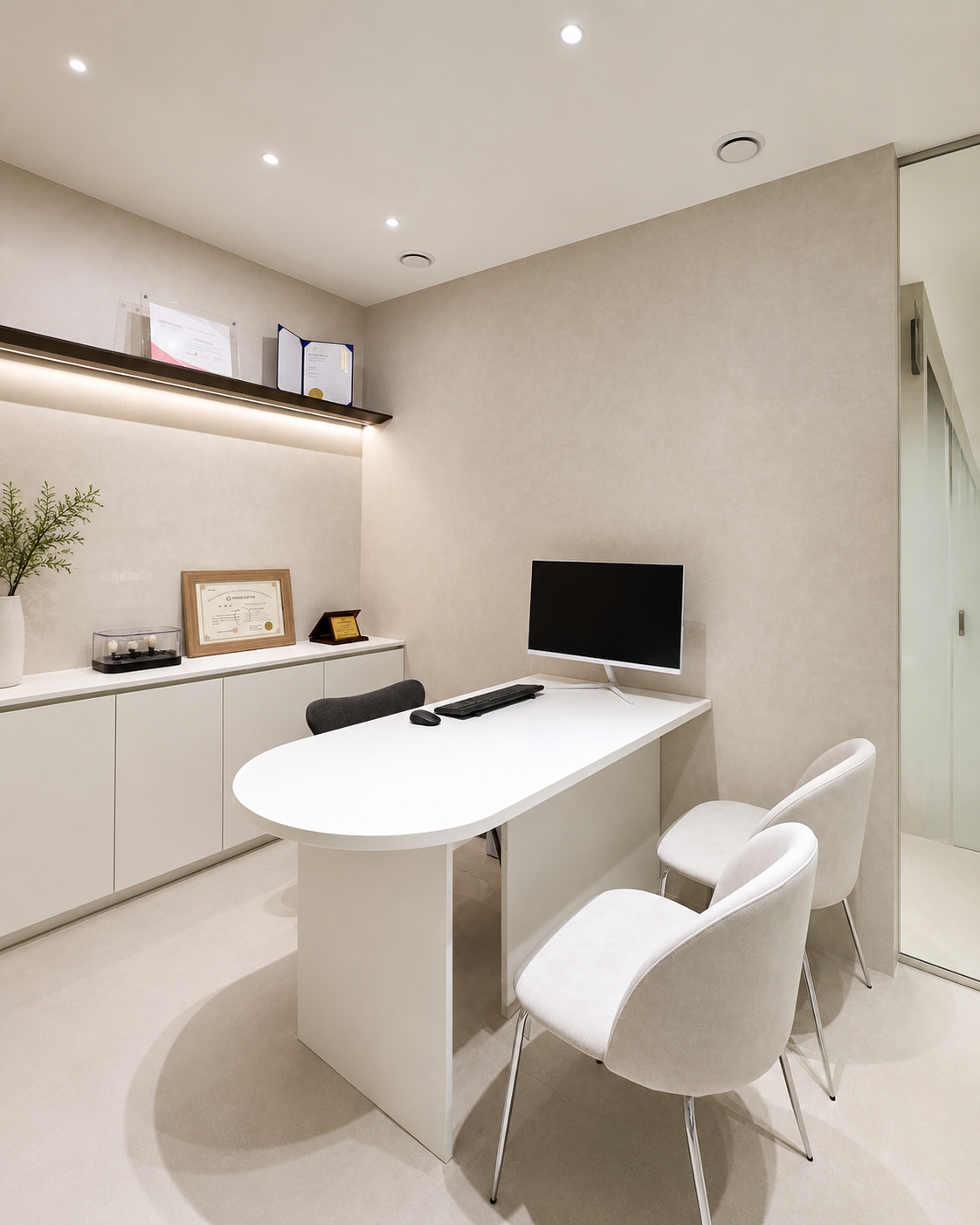 Private consultation room with English documentation