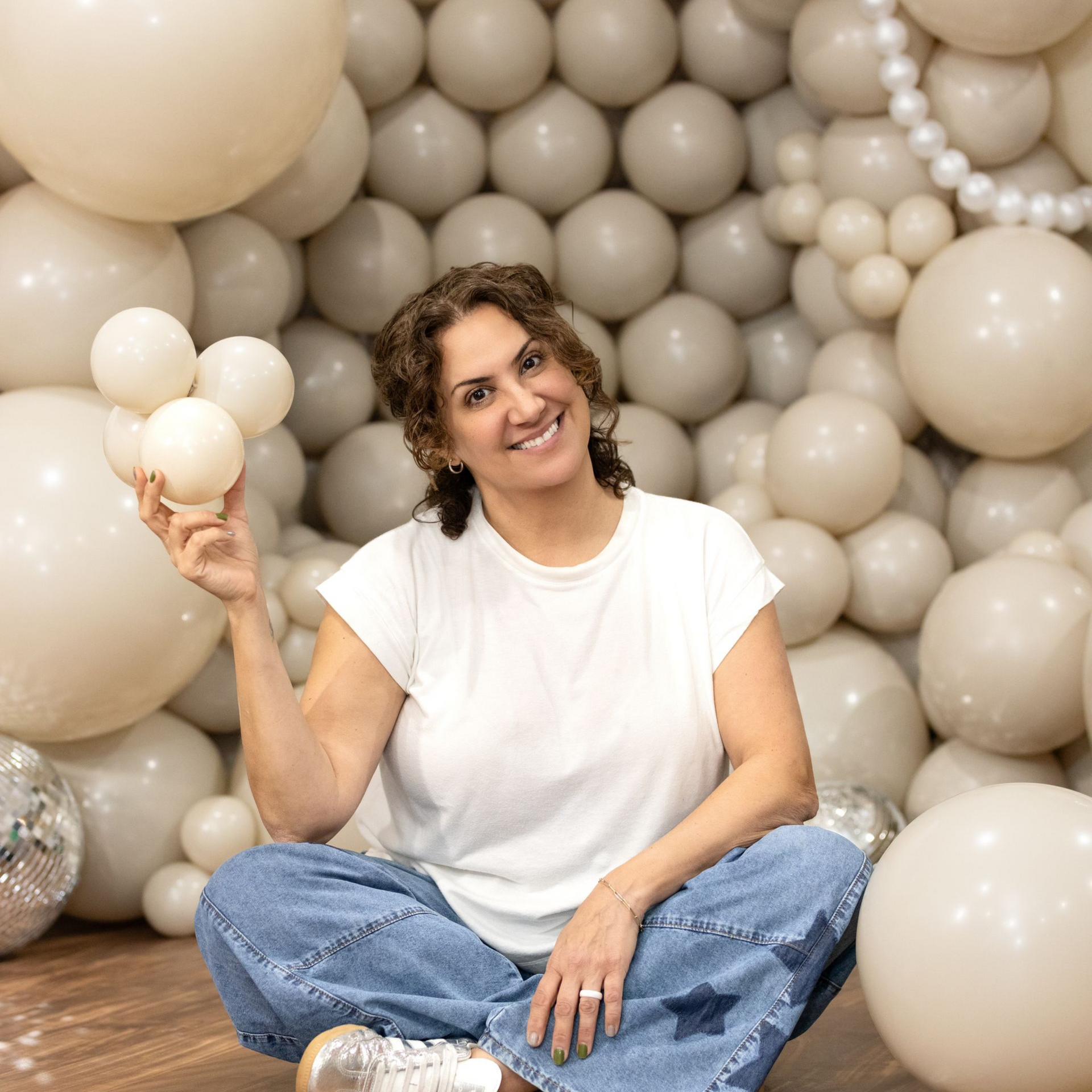 Jenn the business owner with 2 Balloon Mosaics
