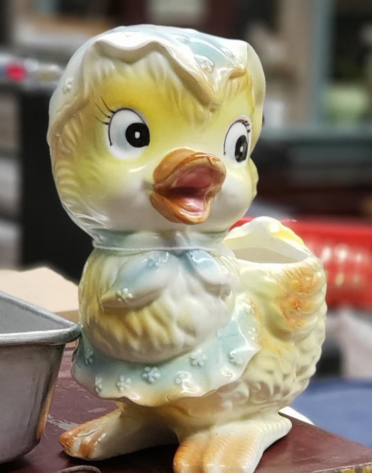 Vintage Ceramic Duck with cartoon style face at Hen Picked Antiques in Hartford, WI. 