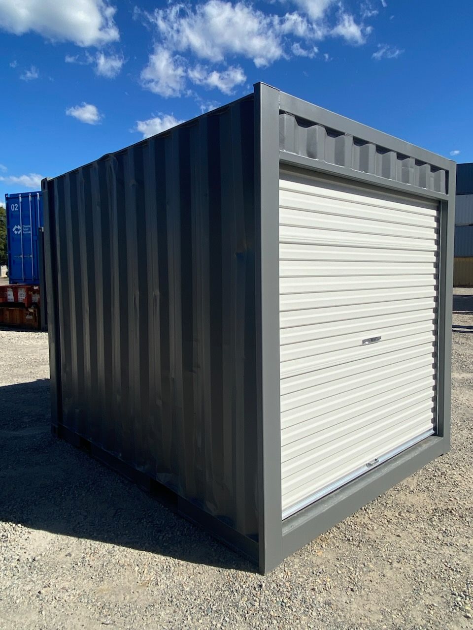 Gray Storage Container — 10ft Container with Roller Door