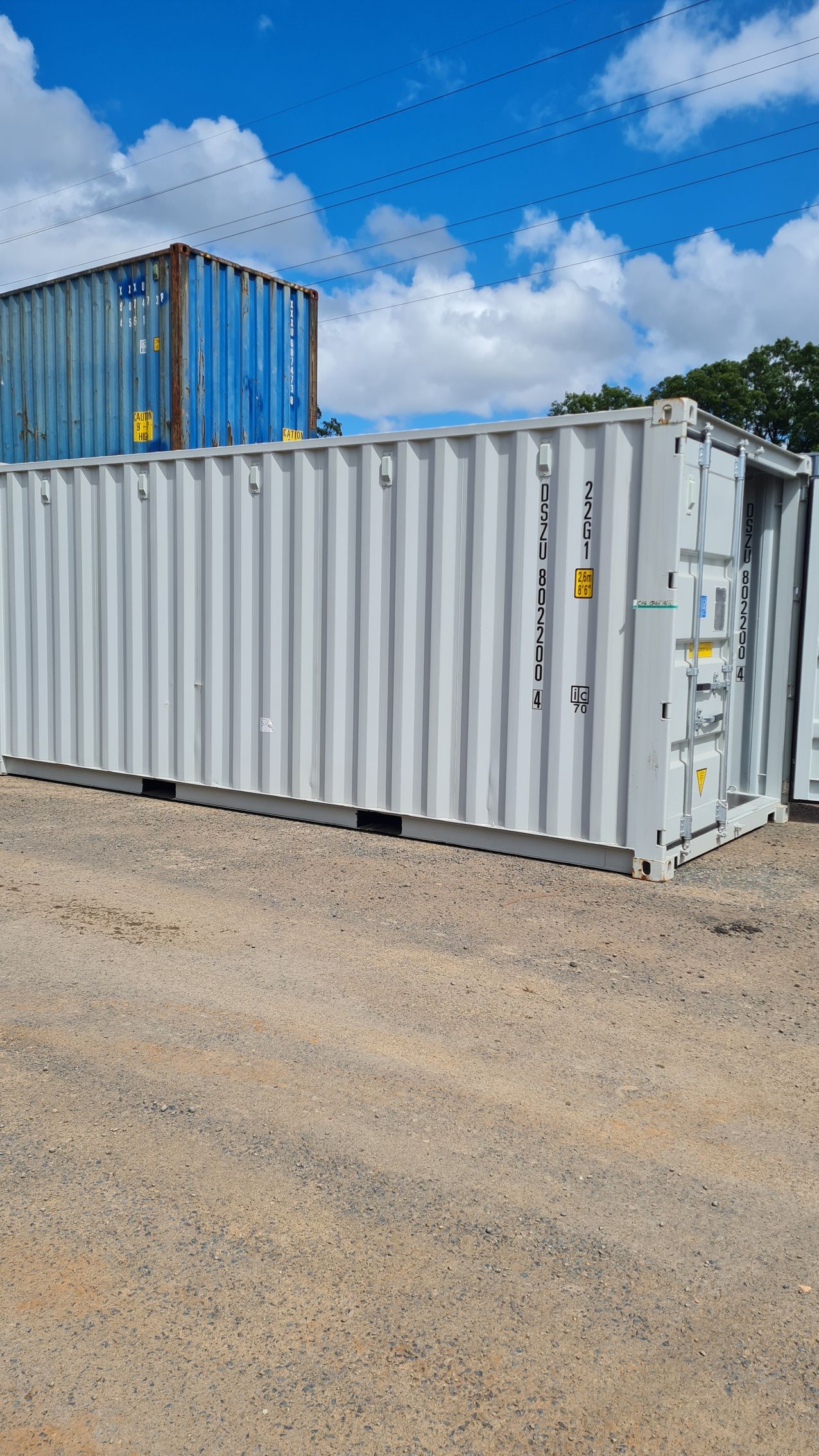 White shipping container on gravel — East Coast Containers Shipping Containers and Transport in Chevallum, QLD