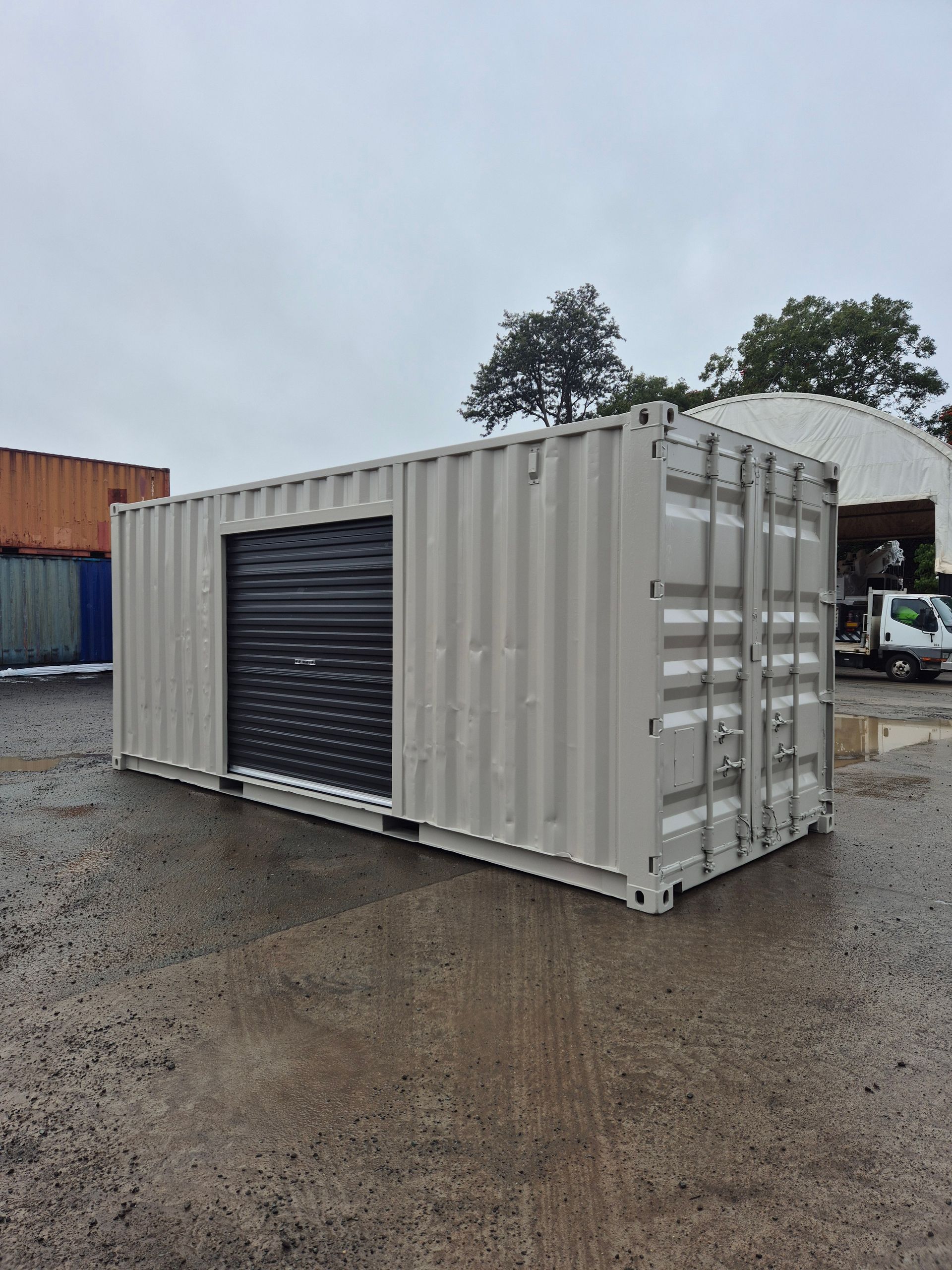 Beige Shipping Container — 20ft B Grade with Roller Door