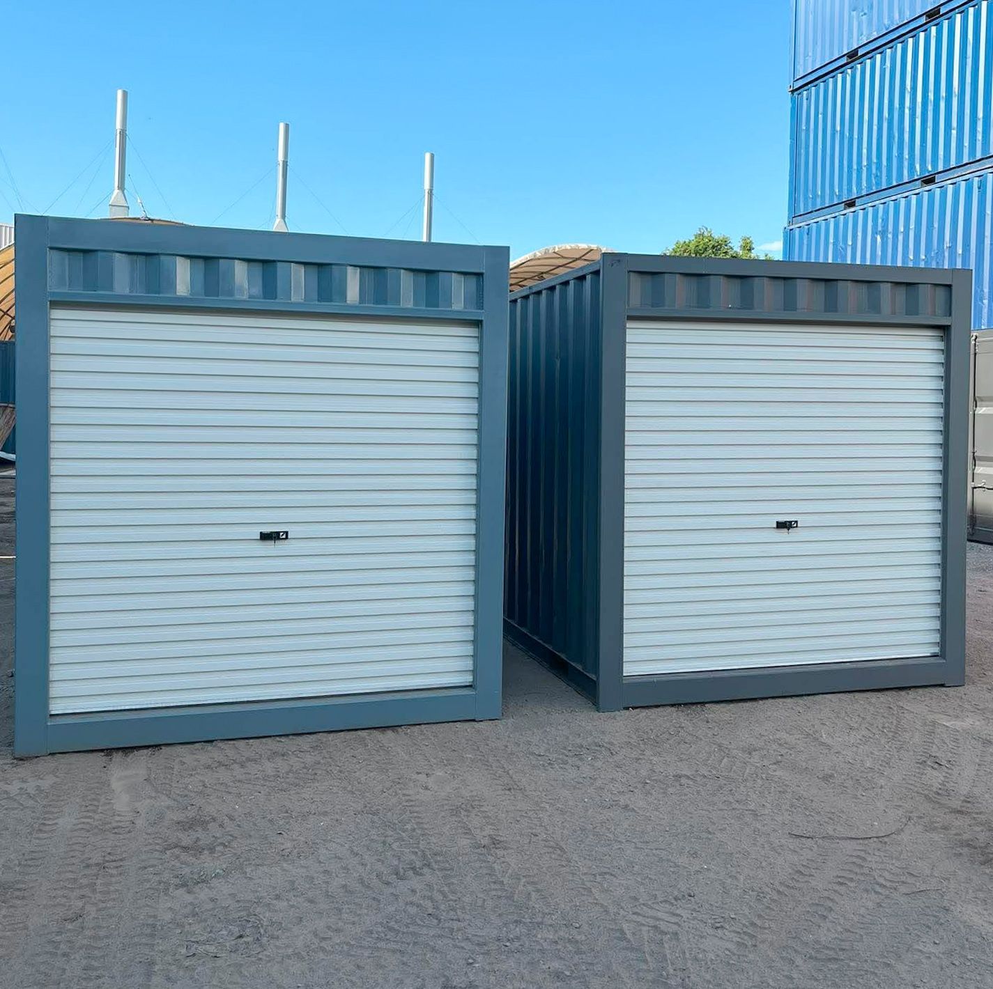 Two Gray Storage Containers — East Coast Containers Shipping Containers and Transport in Chevallum, QLD