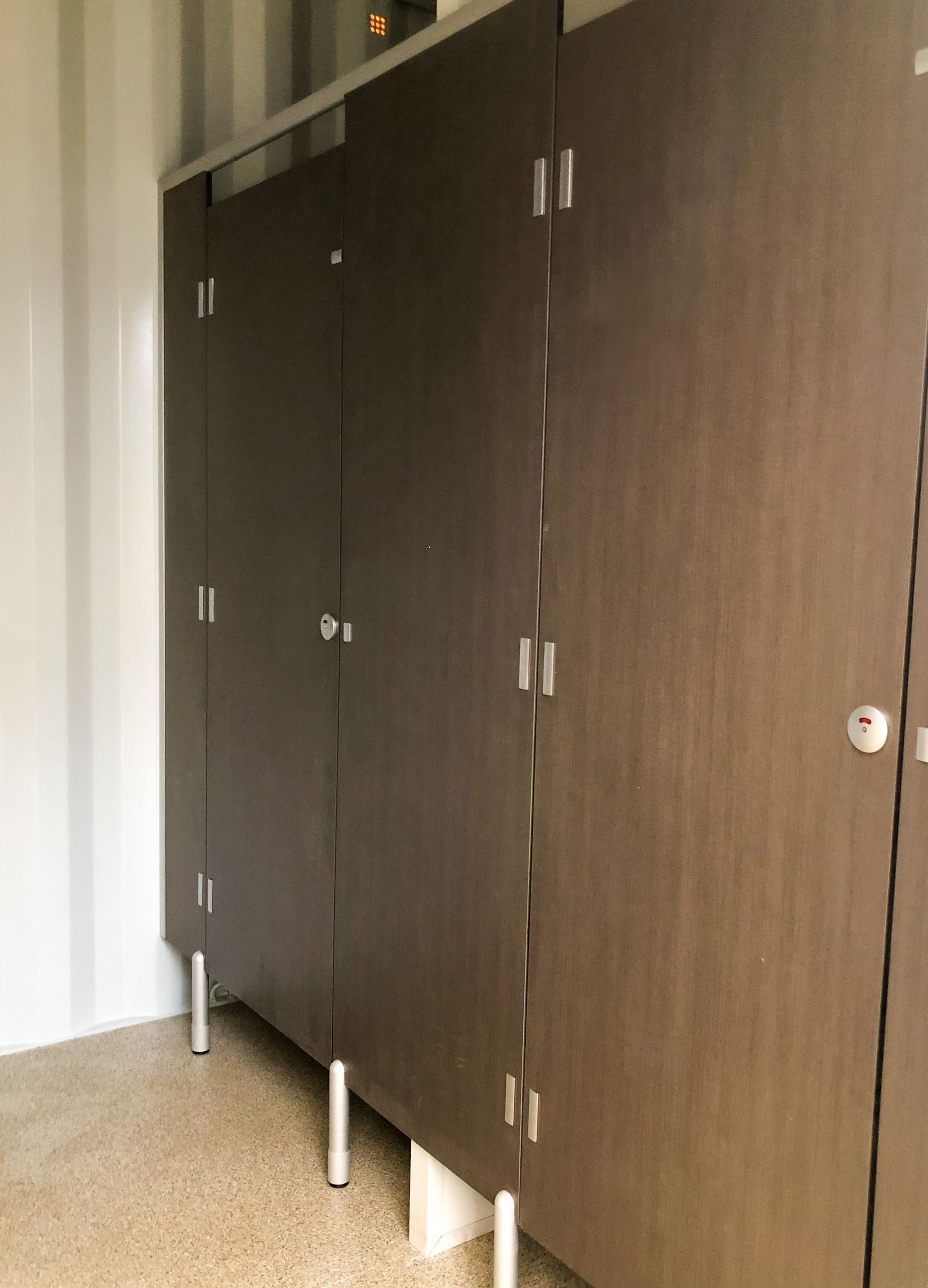 Dark Brown Restroom Stall Doors  — East Coast Containers Shipping Containers and Transport in Chevallum, QLD