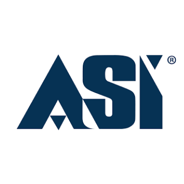 ASI logo in dark blue, with stylized letters and a small registered trademark symbol