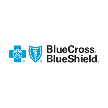 BlueCross BlueShield logo with blue cross and shield icons and black text on a white background