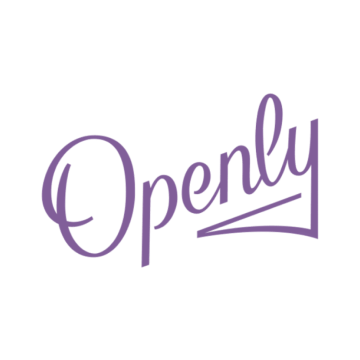 Purple “Openly” wordmark in cursive script on a white background
