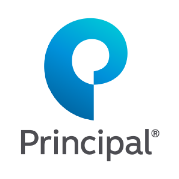 Principal logo with blue stylized “P” icon and gray wordmark