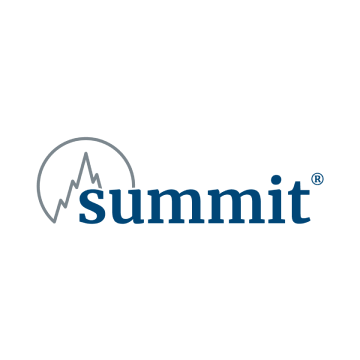 Summit logo in blue with a gray mountain outline and arc