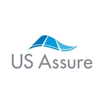 US Assure logo with blue roof graphic and gray text on white background