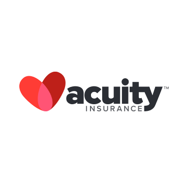 Acuity Insurance logo with red heart icon and dark gray wordmark on white background
