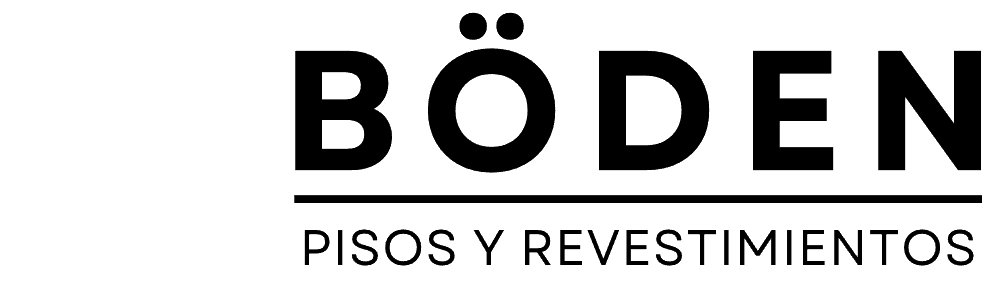 Logotipo para BÖDEN Pisos y Revestimientos con letras negras en negrita y línea separadora horizontal sobre fondo blanco.