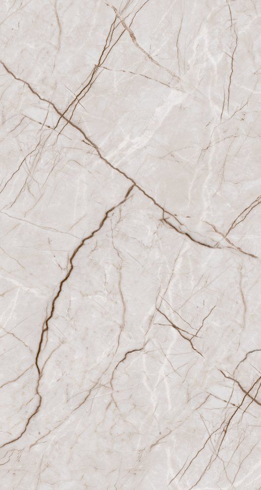 Textura de mármol beige claro con vetas finas entrecruzadas de color marrón oscuro y un acabado suave y pulido.