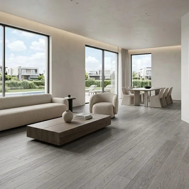 ROSTOCK LAMINADO 1218X198X8 MM GRIS CLARO BISELADO