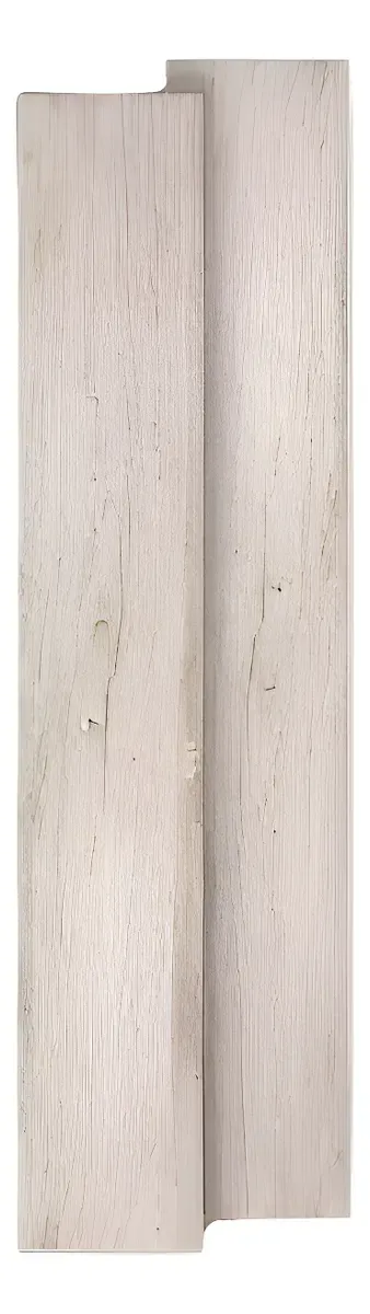 Un comedor de esquina con una mesa de pedestal amarilla, sillas de madera y una consola de madera rústica hecha con cajas.