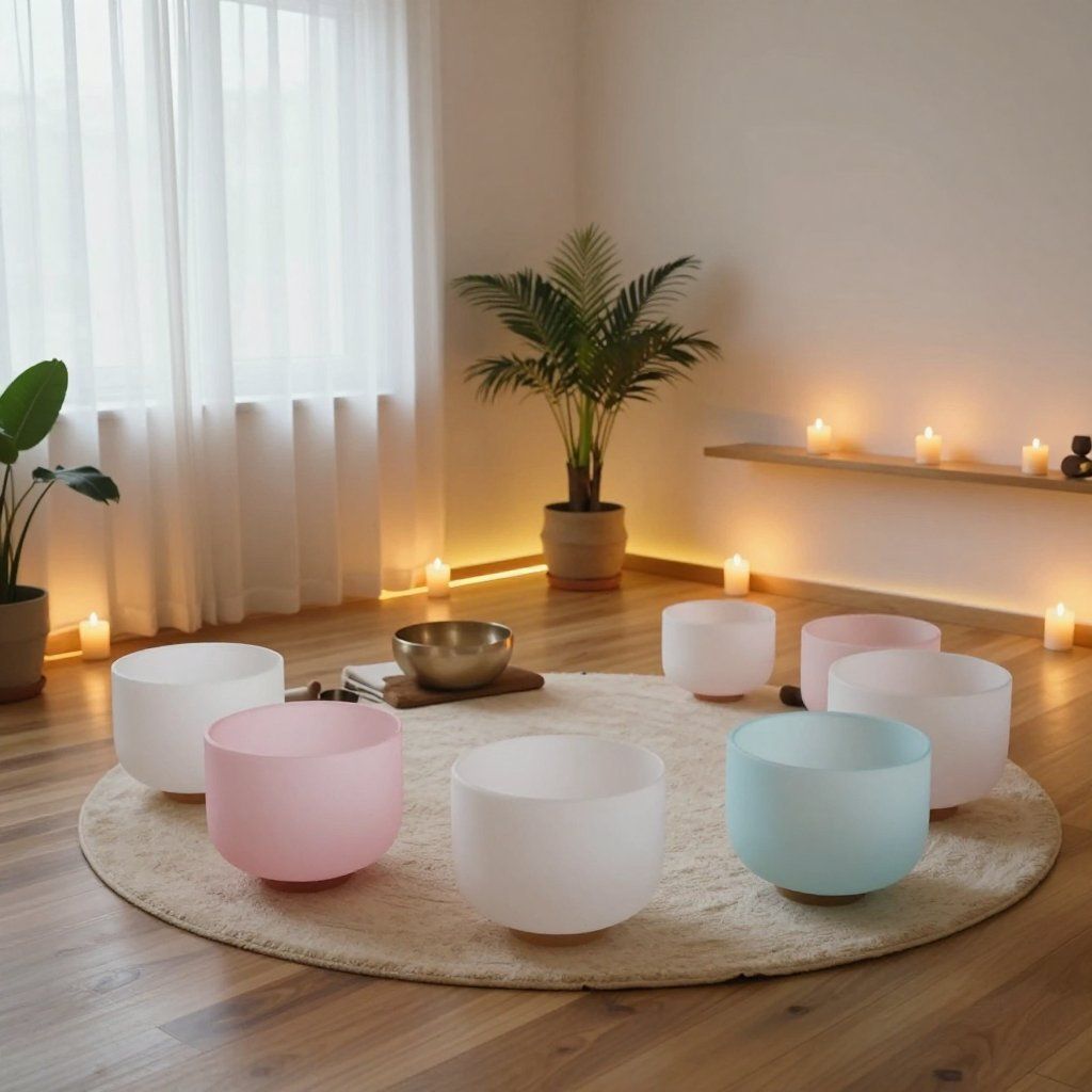 Corporate wellness sound bath and breathwork setup for team reset and stress reduction