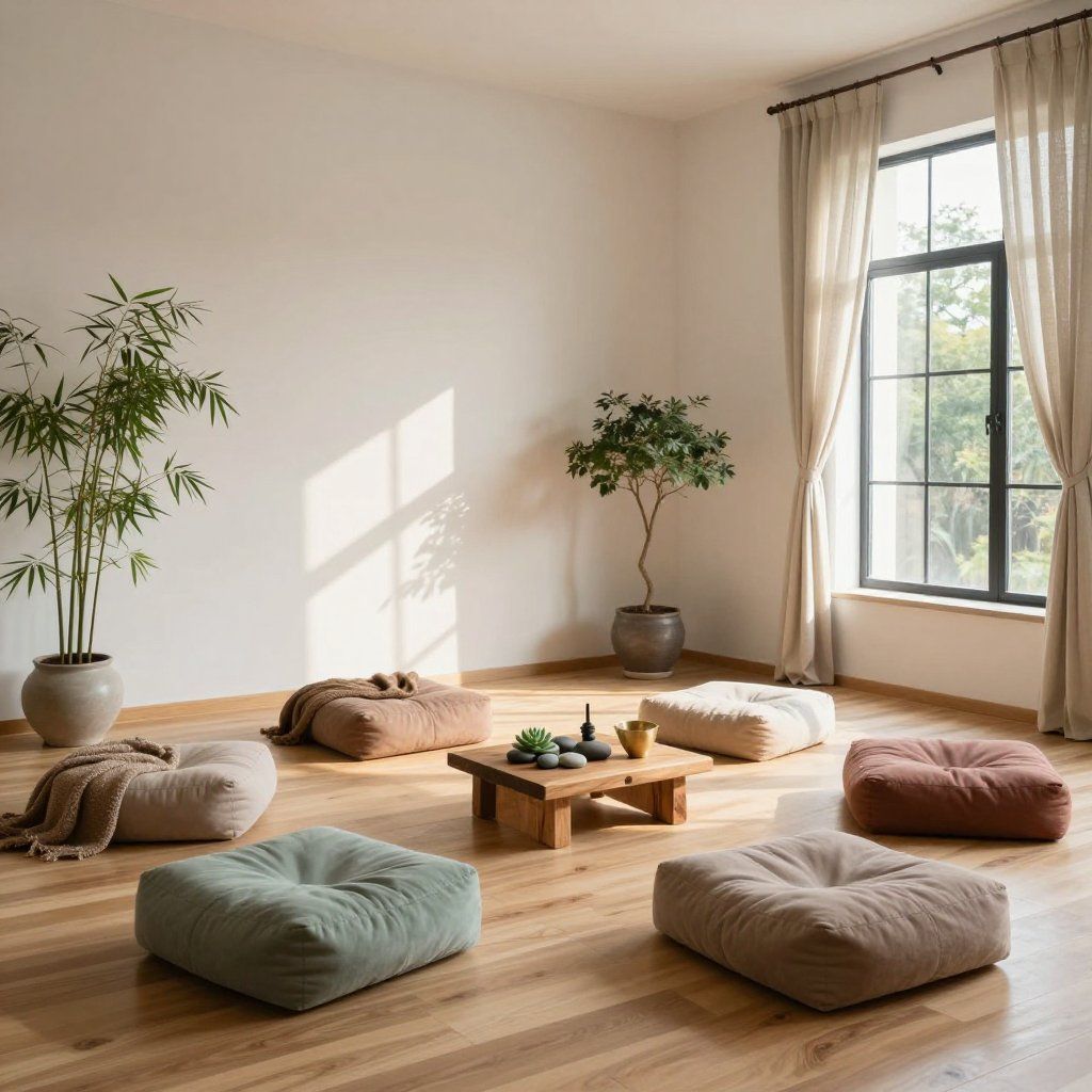 Minimalist wellness space for corporate breathwork and nervous system regulation sessions