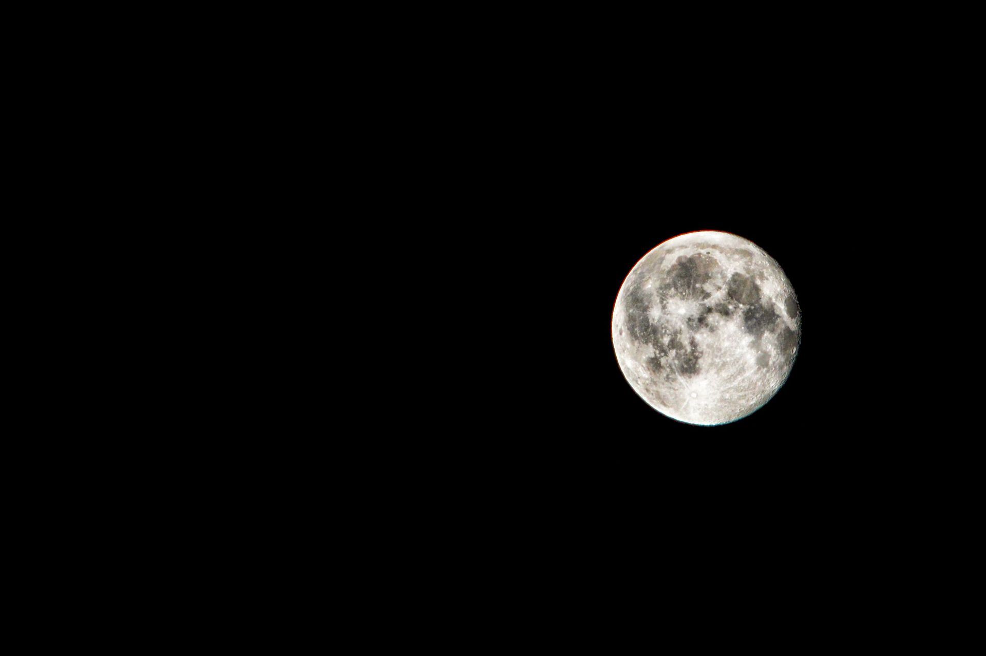 Bright full moon against a black night sky