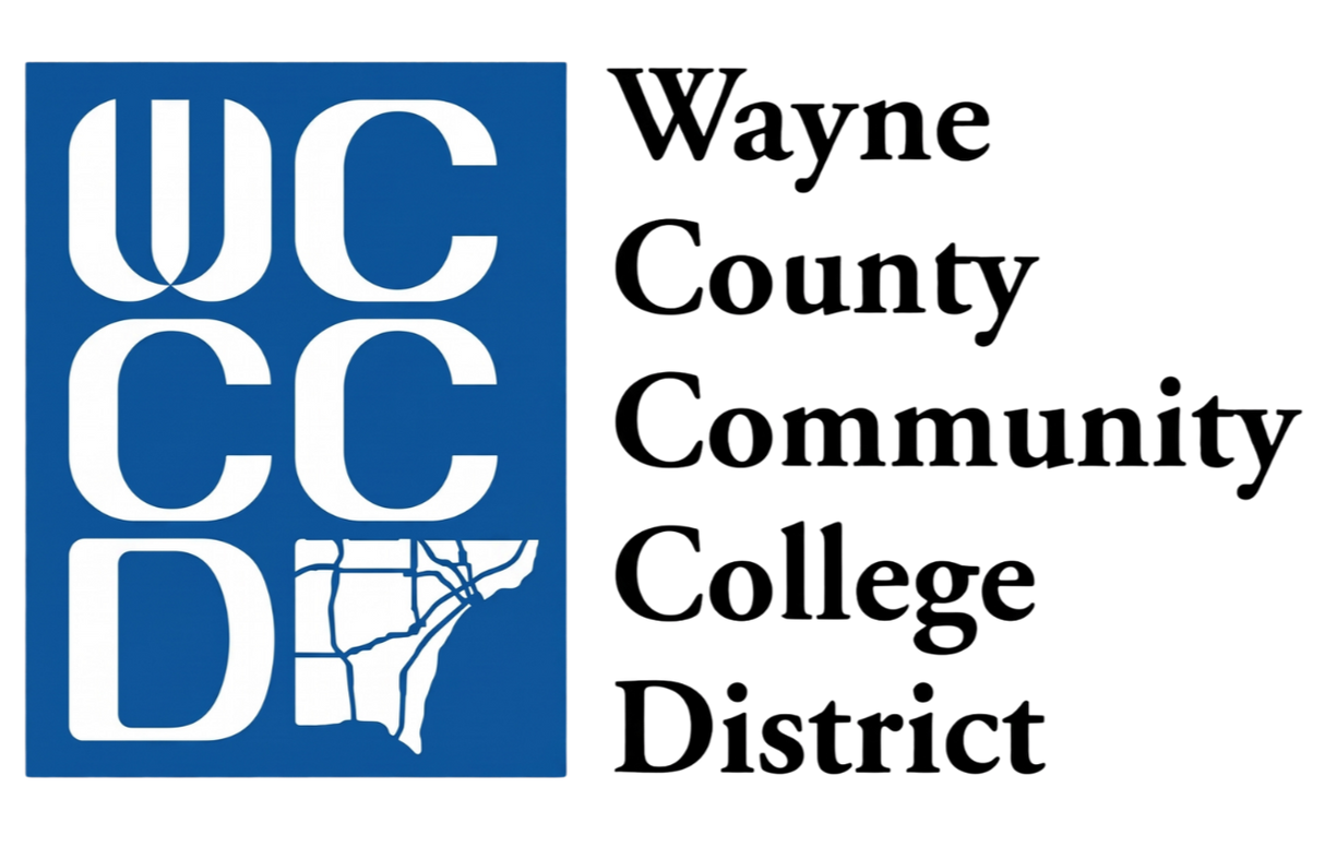 Wayne County Community College District logo in blue and black