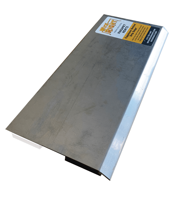 Stainless steel top of WickRight Parapet Vent, for use under capstone - Vented Drip Edge 