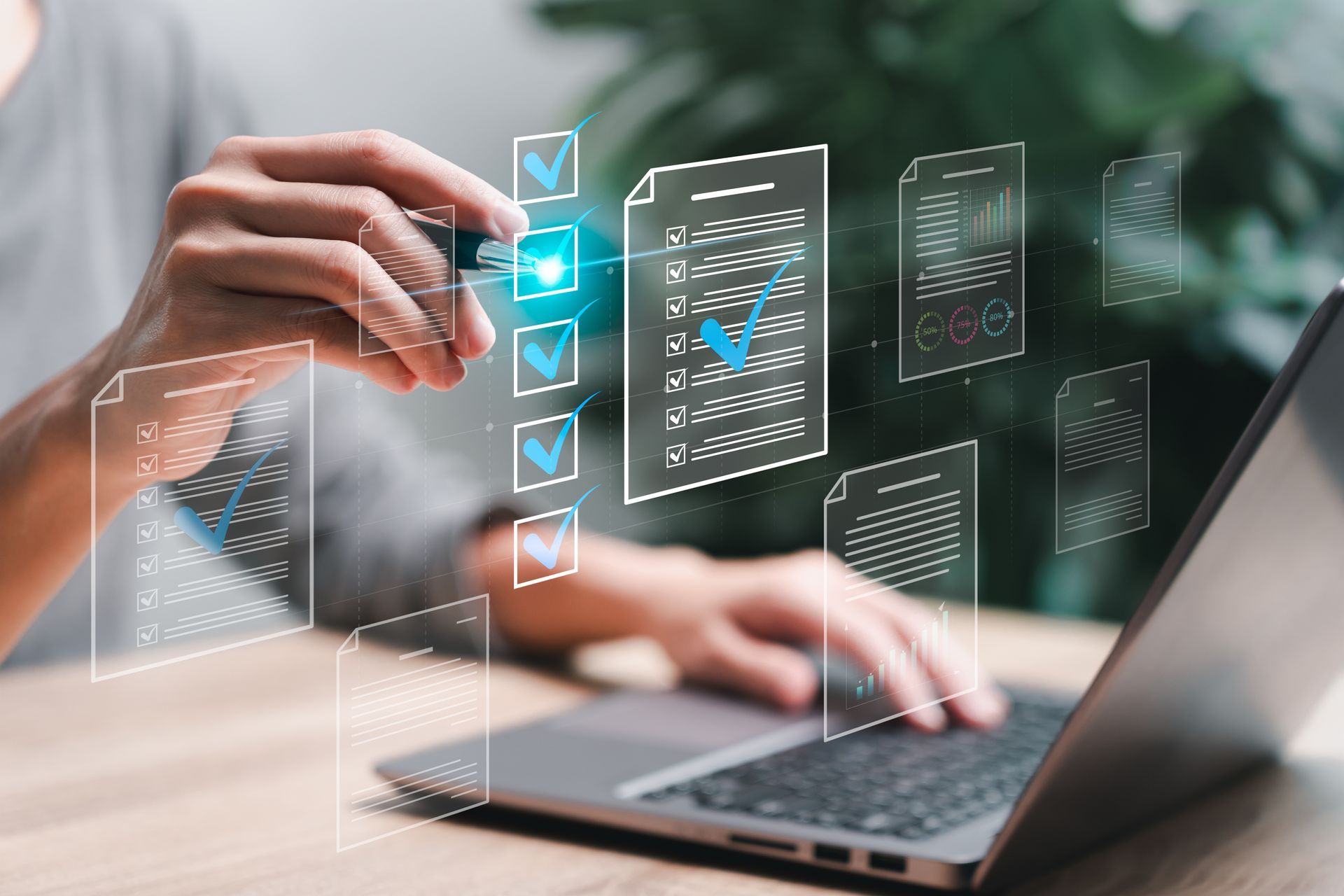 picture of person accessing various cloud services performing automation through use of AI technologies