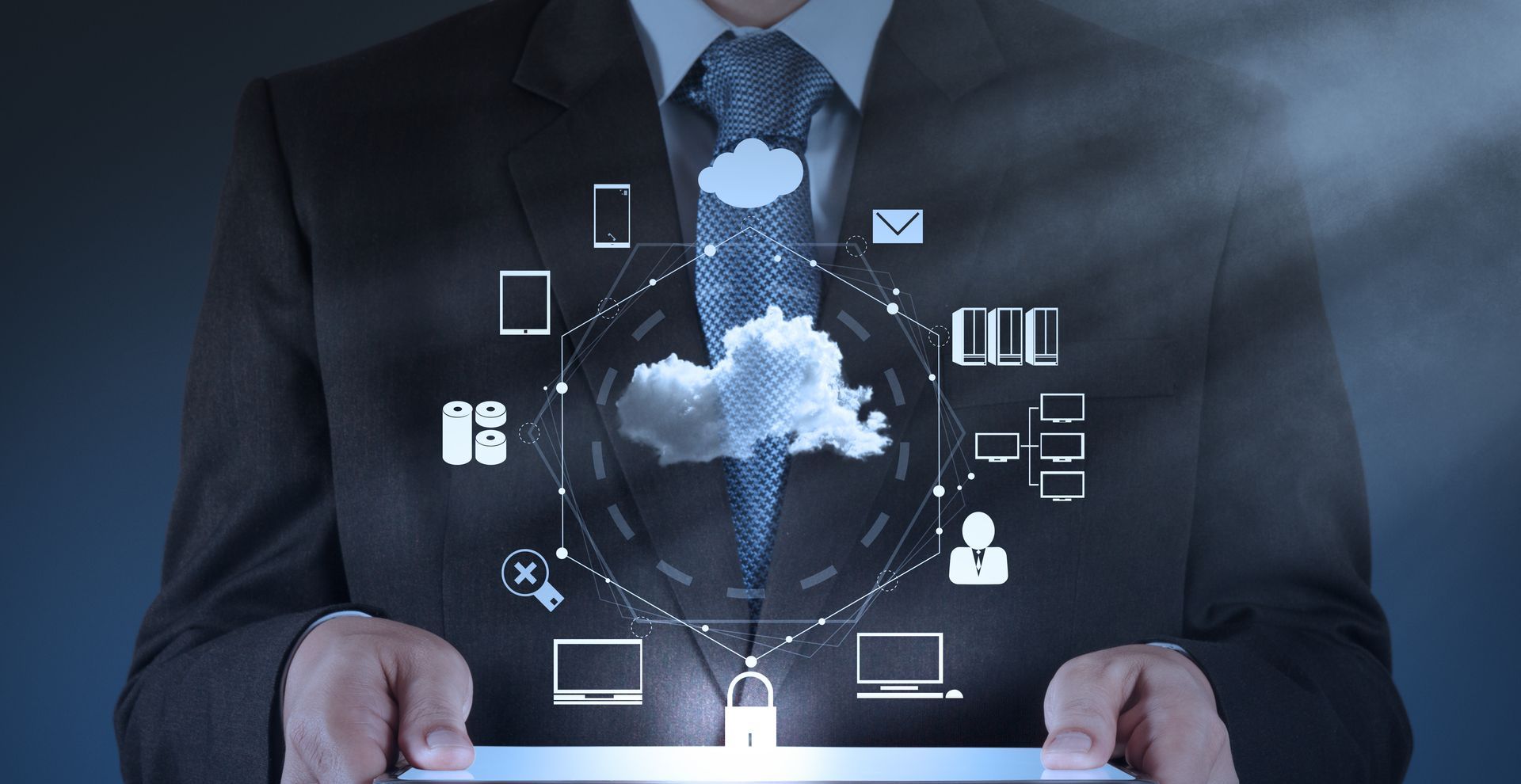 man accessing cloud services from his tabet