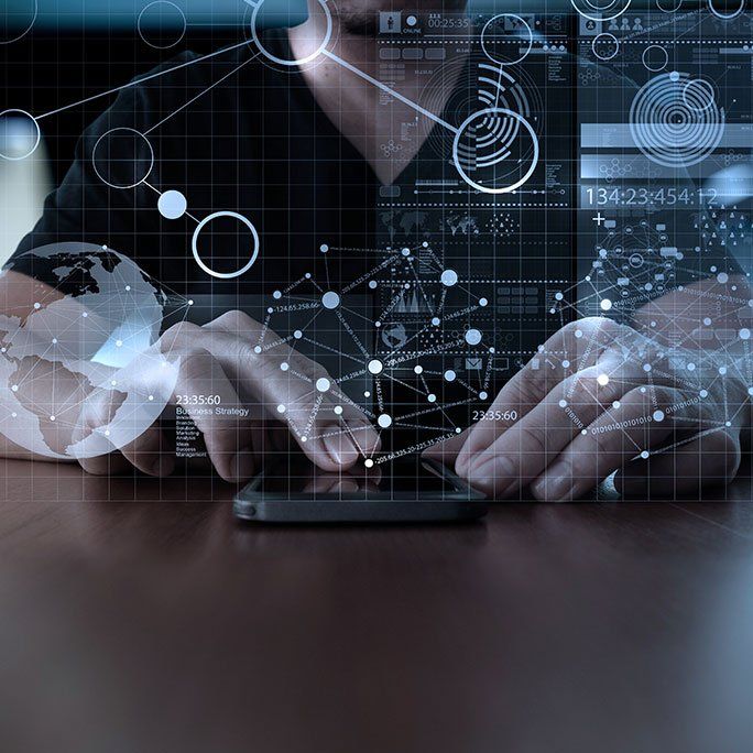 man accessing cloud services
