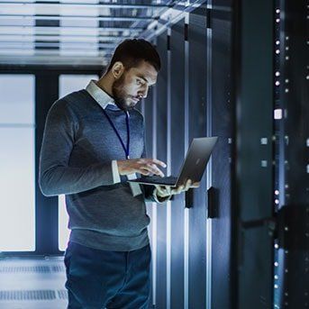 man in computer room