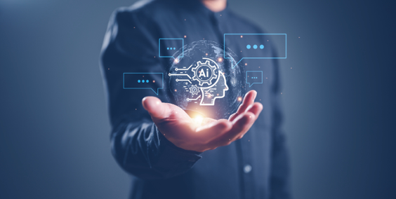 picture of man using AI services to extract data