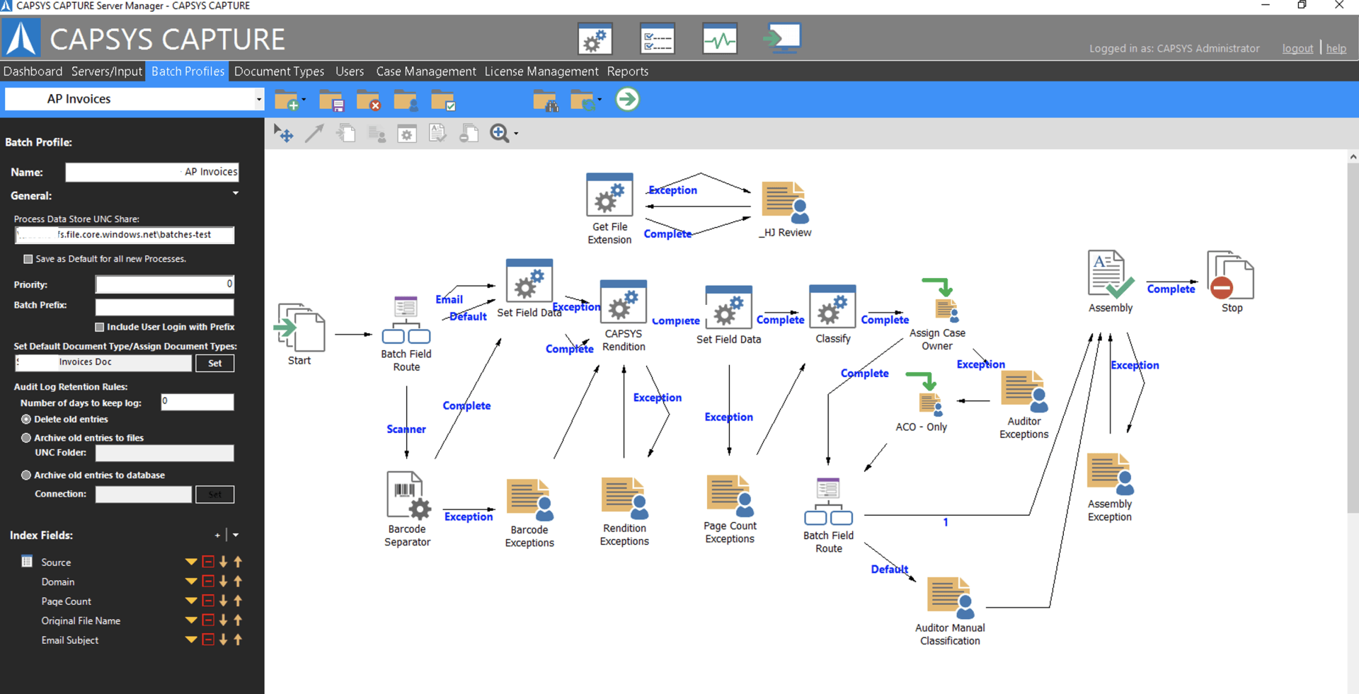 capsys capture workflow designer map