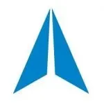 A blue paper airplane animated on a white background.