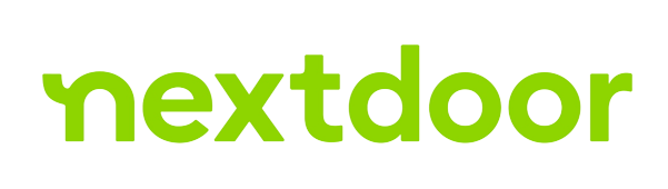 The nextdoor logo is green and white on a white background.