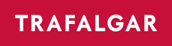 Trafalgar logo on a red background. White text.